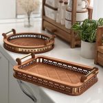 سینی چوبی حاشیه دار دسته طلایی